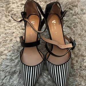 ASOS Black and White Striped Heels